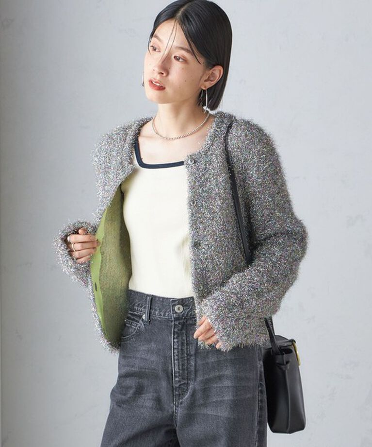 SHIPS for women「〈手洗い可能〉ラメ ニット 配色 カーディガン」|カーディガン|