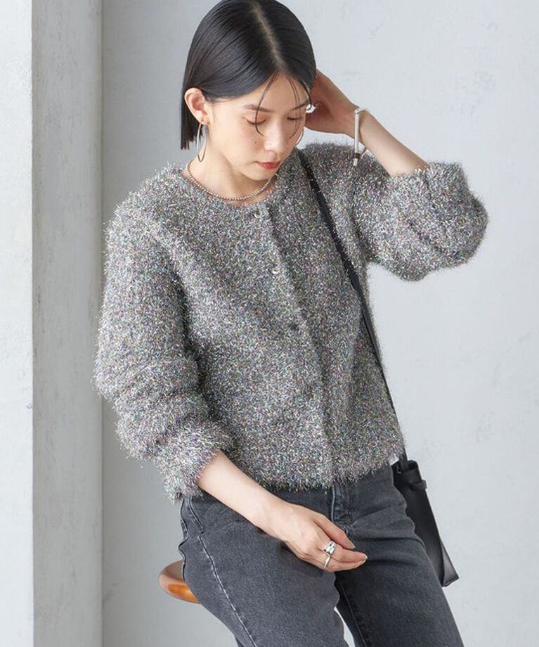 SHIPS for women「〈手洗い可能〉ラメ ニット 配色 カーディガン」|カーディガン|