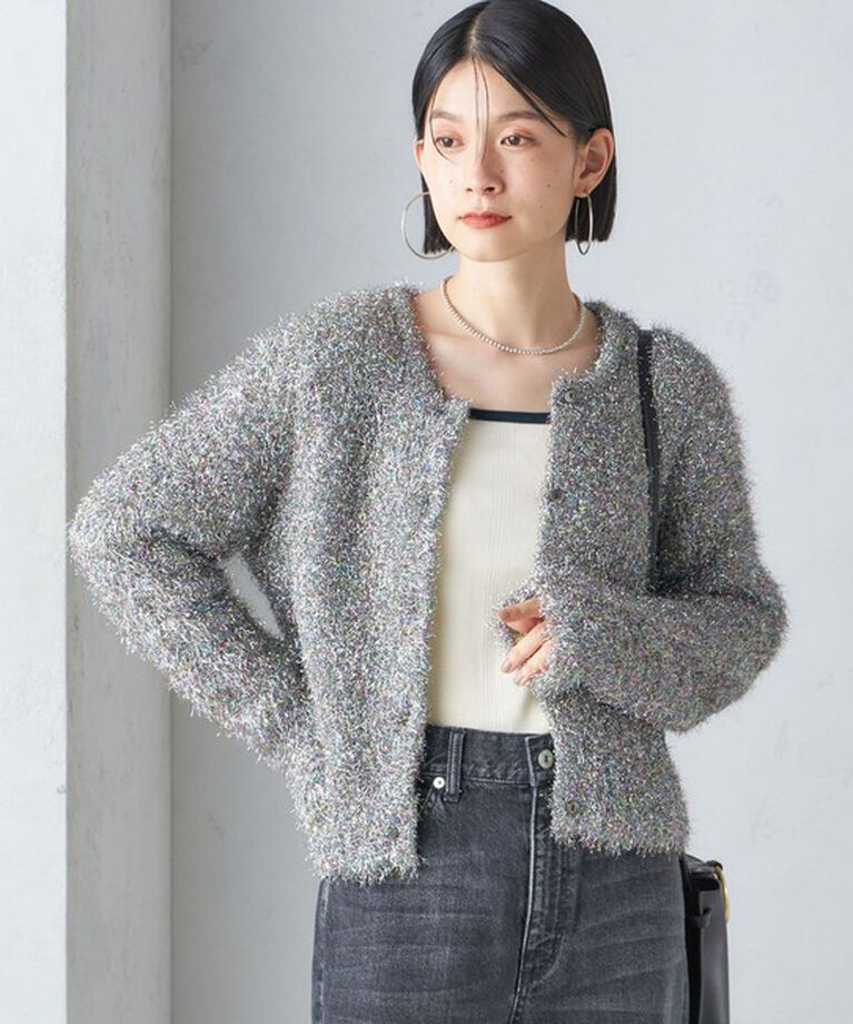 SHIPS for women「〈手洗い可能〉ラメ ニット 配色 カーディガン」|カーディガン|