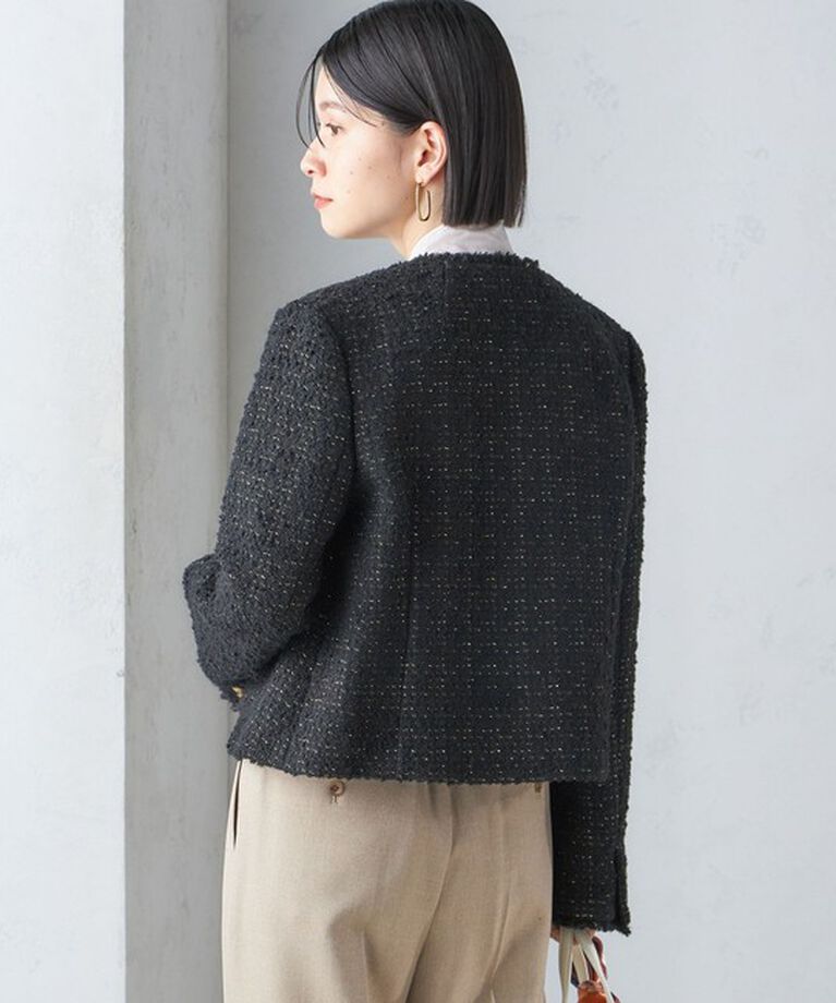 SHIPS for women「GIOLICA: ツイード ノーカラー ジャケット」|ノーカラージャケット|