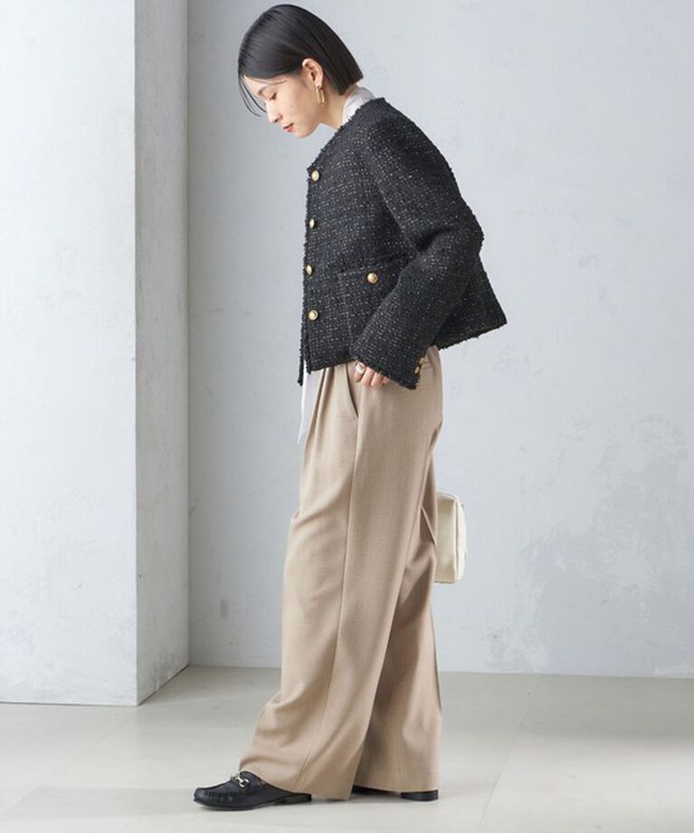 SHIPS for women「GIOLICA: ツイード ノーカラー ジャケット」|ノーカラージャケット|