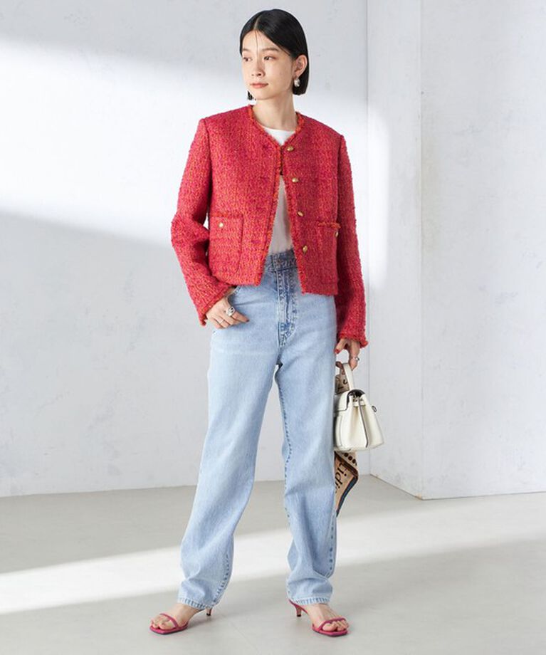 SHIPS for women「GIOLICA: ツイード ノーカラー ジャケット」|ノーカラージャケット|