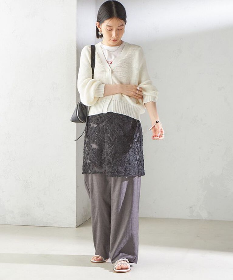 SHIPS for women「《予約》〈手洗い可能〉フラワー 刺繍 チュール ラップ スカート」|スカート|