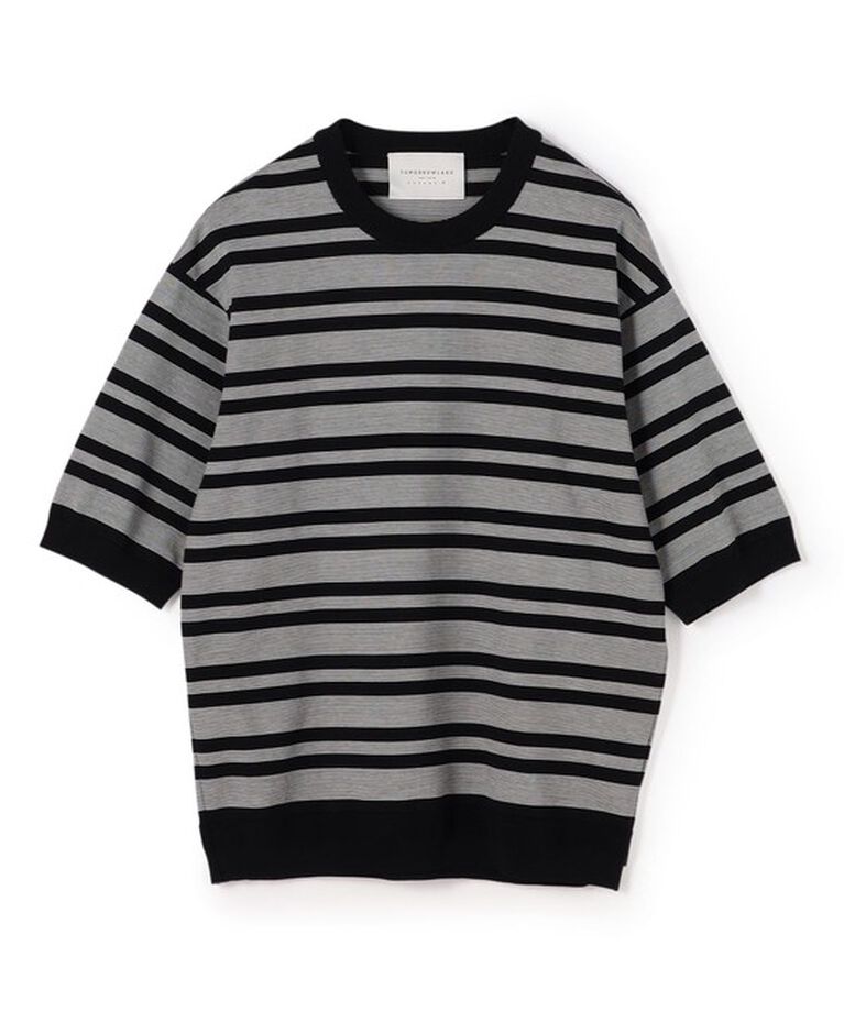 TOMORROWLAND MENS「TOMORROWLAND TRICOT マイクロボーダー ニットTシャツ」|ニット・セーター|18 ブラック系