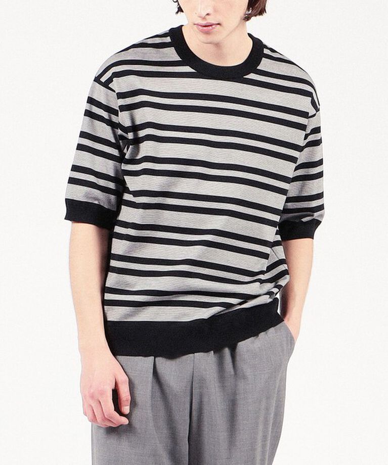TOMORROWLAND MENS「TOMORROWLAND TRICOT マイクロボーダー ニットTシャツ」|ニット・セーター|