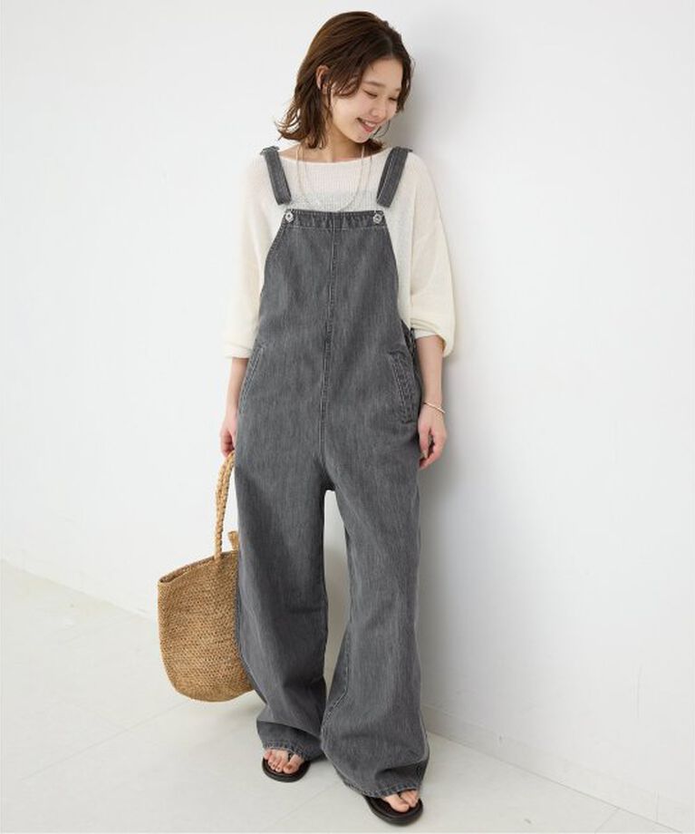 SLOBE IENA「LE DENIM BARE BK サロペット」|オールインワン|