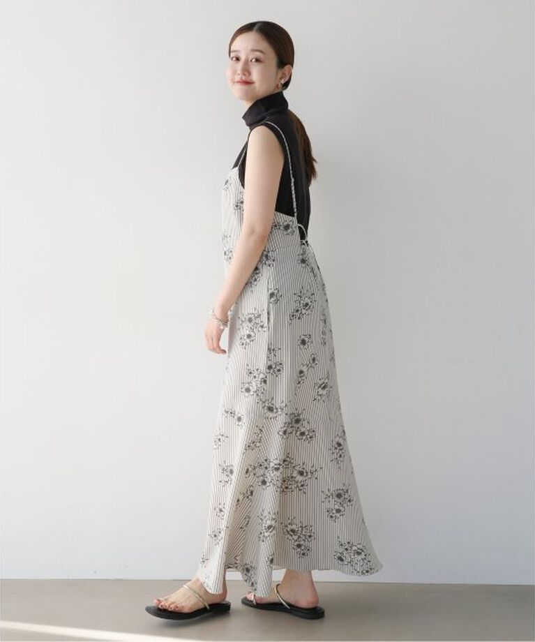 IENA「《追加》ストライプフラワーキャミワンピース」|ワンピース|