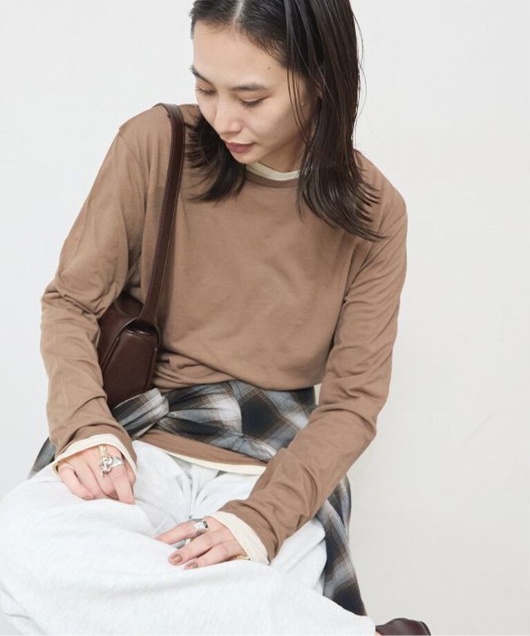 JOURNAL STANDARD「《追加2》クルーネックシアーロングTシャツ」|Tシャツ・カットソー|ブラウン C