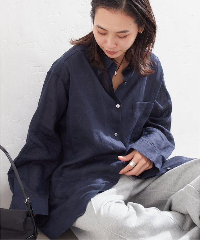 JOURNAL STANDARD「ソフトゼフィールリネンシャツ」|シャツ・ブラウス|ネイビー