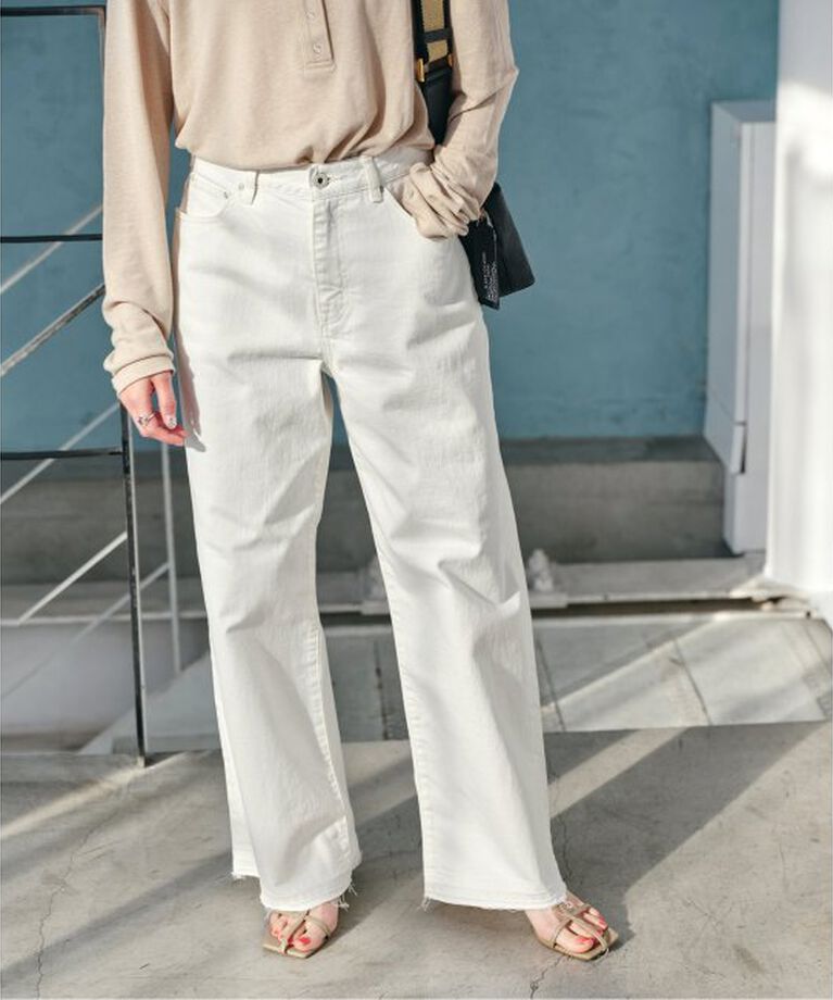 Spick and Span「≪追加2≫5 1/2 LOOSE-STRAIGHT DENIM」|デニム|ホワイト