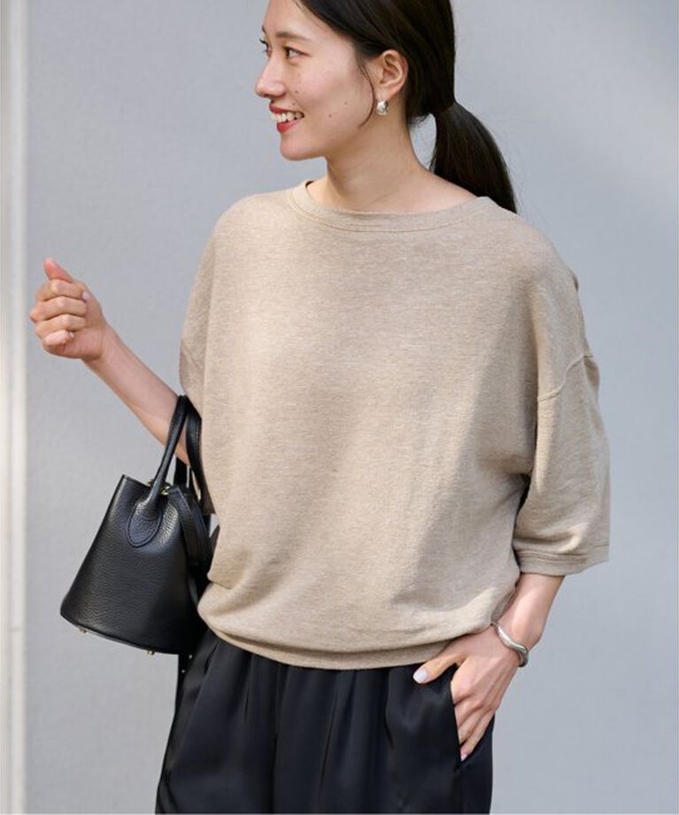FRAMeWORK「LINEN TERRY LOOSEプルオーバー」|Tシャツ・カットソー|ベージュ