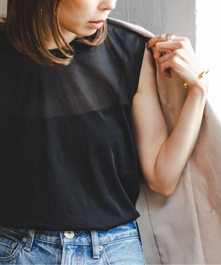 NOBLE「《追加予約2》シアースキニーノースリーブトップス」|Tシャツ・カットソー|