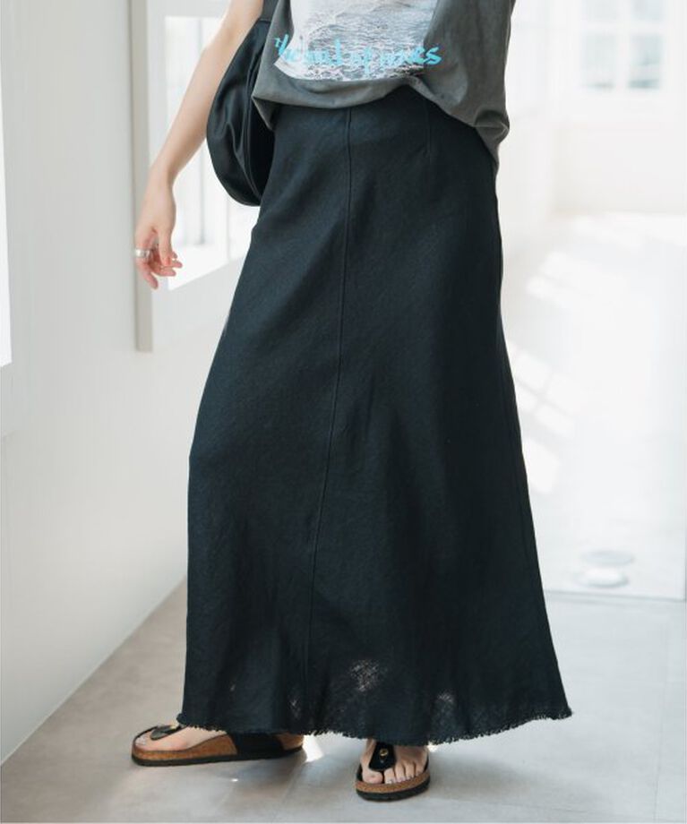 Spick and Span「リネンフレアスカート」|スカート|ブラック