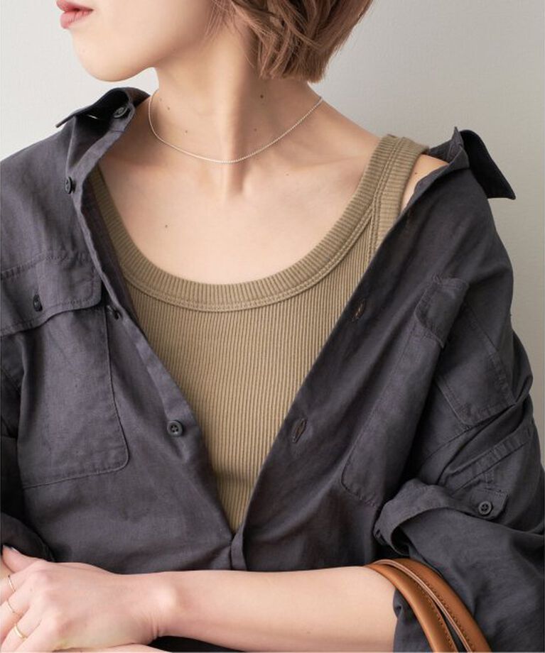 Spick and Span「《追加》甘撚テレコアメスリタンク」|タンクトップ|ベージュ A