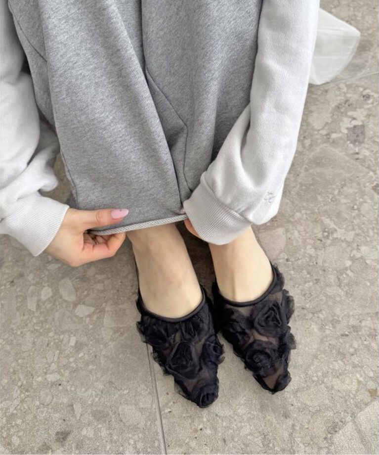  「《WEB限定》Le decore / ル デコレ puffy rose ミュール」|その他|ブラック C