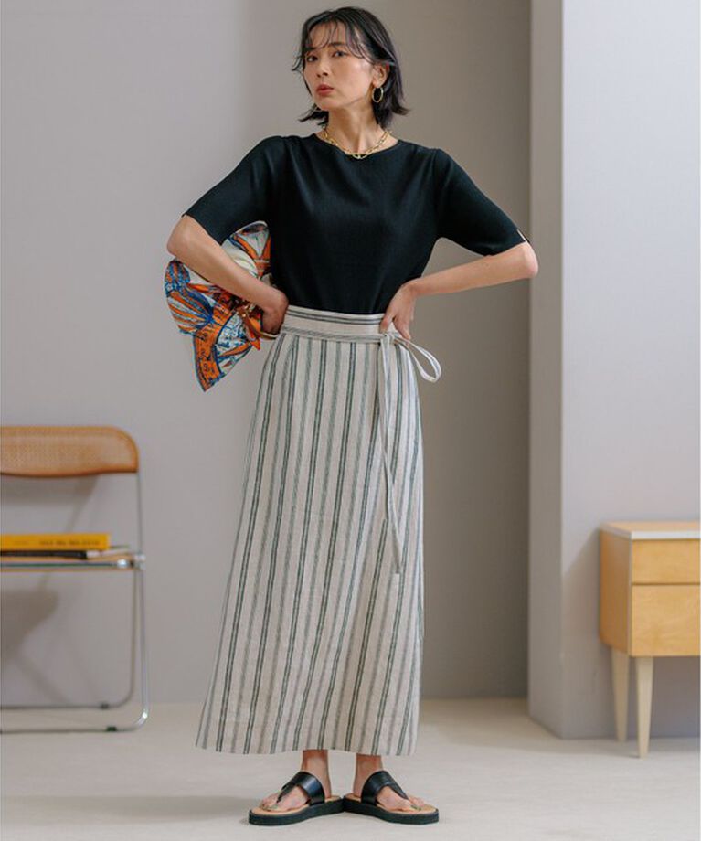 23区「【洗える】レーヨンポリエステルストレッチ 5分袖 ニット」|ニット・セーター|