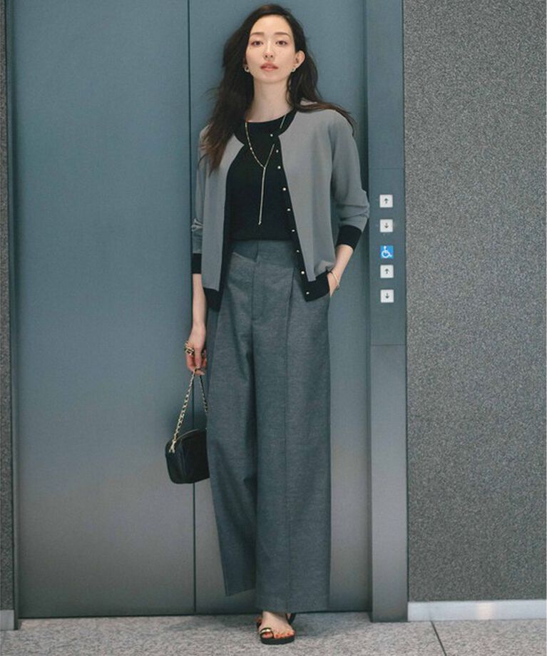23区「【洗える】レーヨンポリエステルストレッチ 5分袖 ニット」|ニット・セーター|