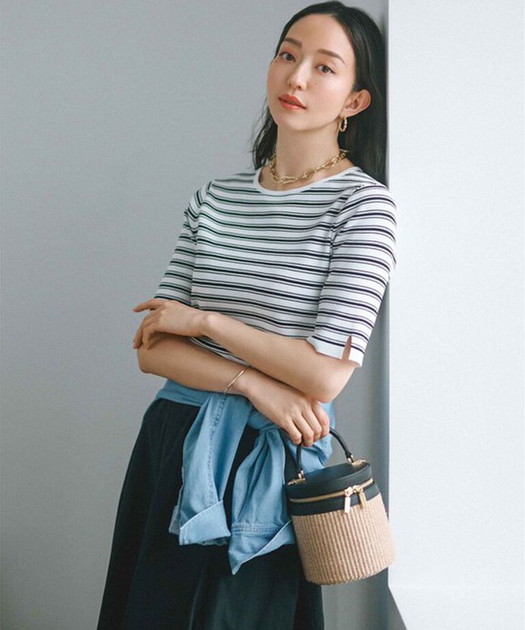 23区「【洗える】レーヨンポリエステルストレッチ 5分袖 ニット」|ニット・セーター|ｵﾌﾎﾜｲﾄx