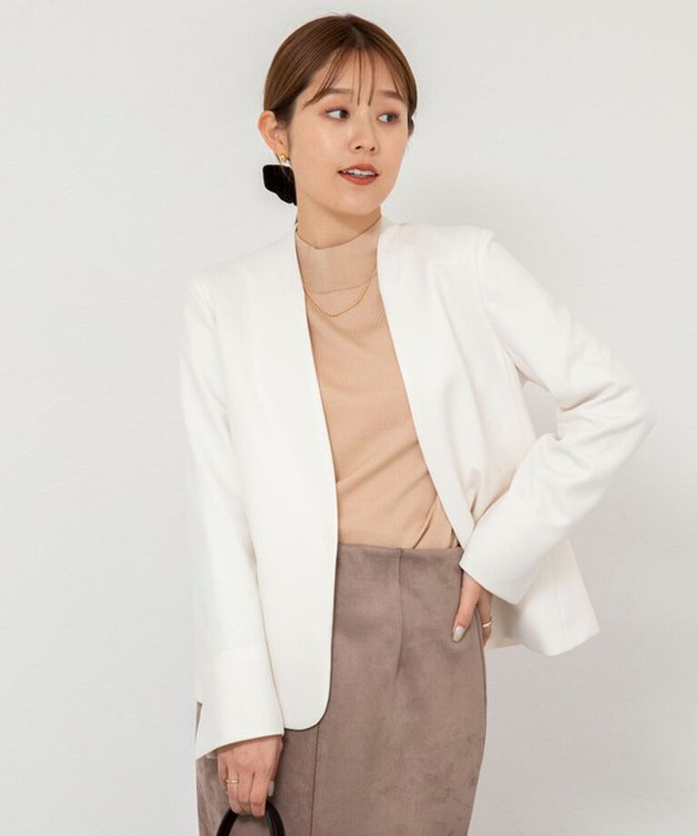 NOLLEY'S sophi「《セットアップ対応》ウォッシャブルウール調サージノーカラージャケット」|ノーカラージャケット|