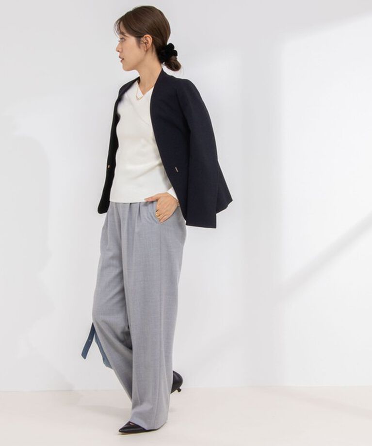 NOLLEY'S sophi「《セットアップ対応》ウォッシャブルウール調サージノーカラージャケット」|ノーカラージャケット|