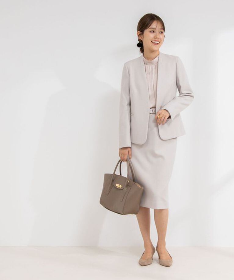 NOLLEY'S sophi「《セットアップ対応》ウォッシャブルウール調サージノーカラージャケット」|ノーカラージャケット|