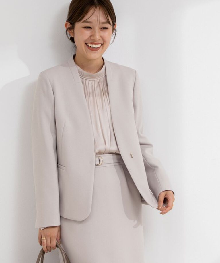 NOLLEY'S sophi「《セットアップ対応》ウォッシャブルウール調サージノーカラージャケット」|ノーカラージャケット|