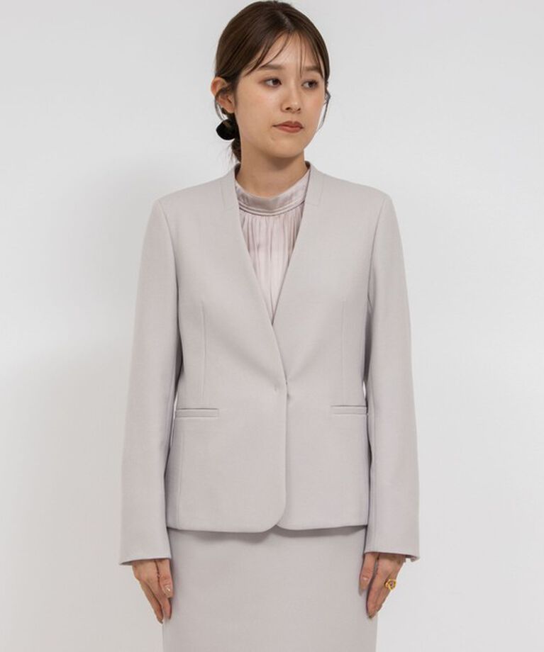 NOLLEY'S sophi「《セットアップ対応》ウォッシャブルウール調サージノーカラージャケット」|ノーカラージャケット|