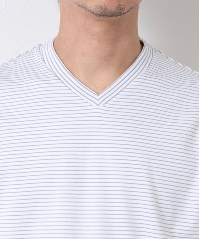 NOLLEY'S goodman「《ビジカジ対応》セミシルケットスムース ボーダー Vネック ドレスTシャツ 25SS」|Tシャツ・カットソー|