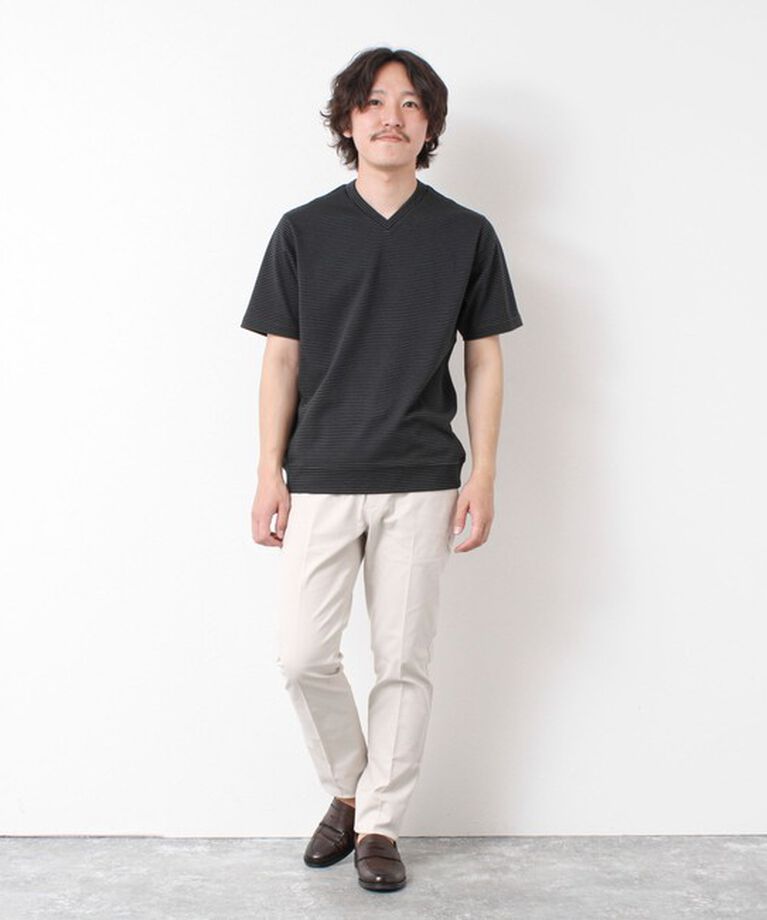 NOLLEY'S goodman「《ビジカジ対応》セミシルケットスムース ボーダー Vネック ドレスTシャツ 25SS」|Tシャツ・カットソー|