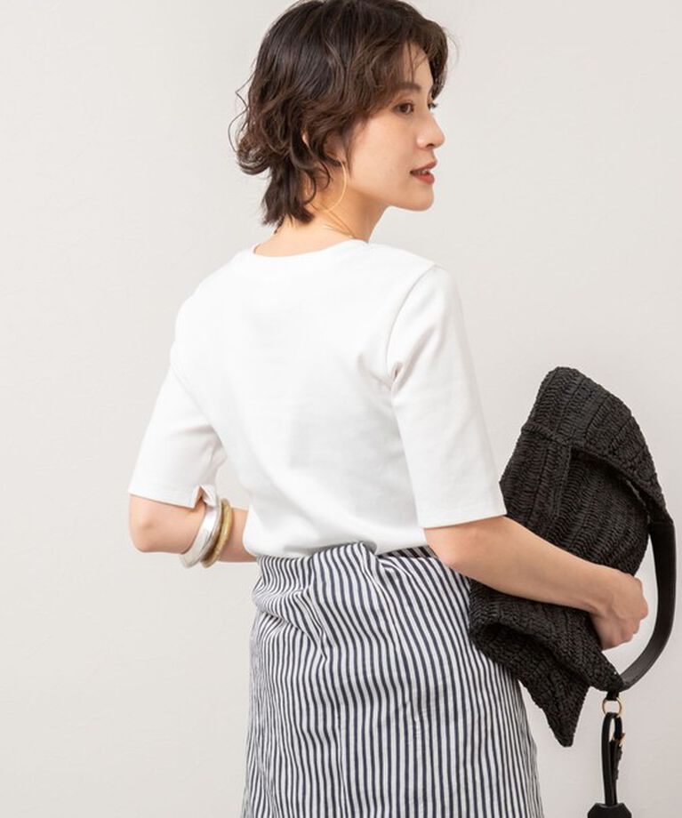 NOLLEY'S「◇【WEB限定】コンパクトベアテレコスクエア5分袖プルオーバーカットソー」|Tシャツ・カットソー|