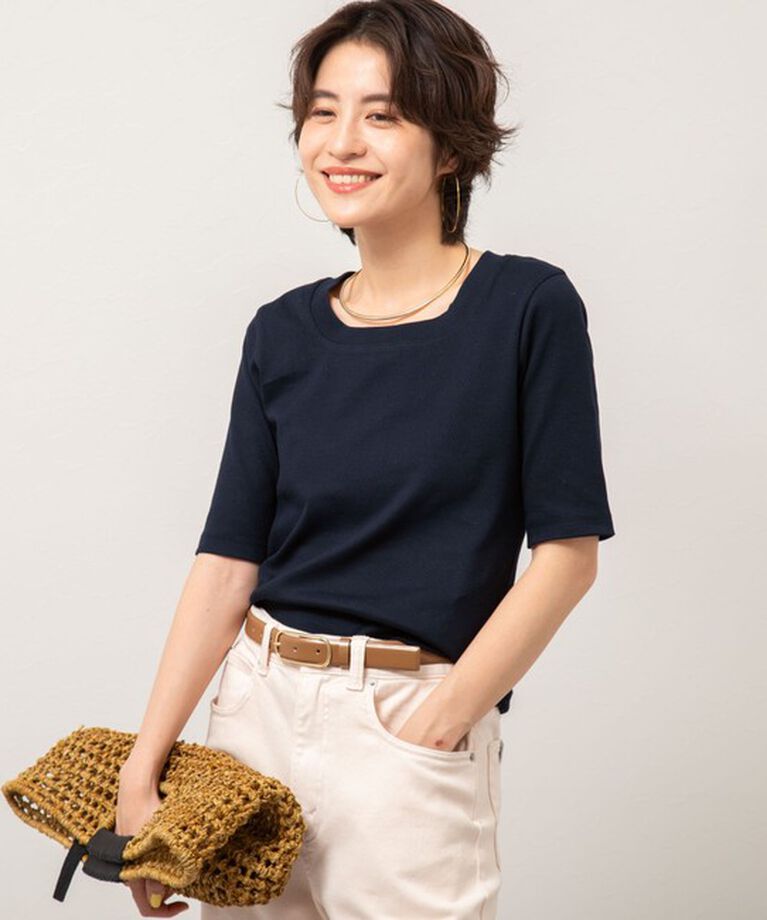 NOLLEY'S「◇【WEB限定】コンパクトベアテレコスクエア5分袖プルオーバーカットソー」|Tシャツ・カットソー|