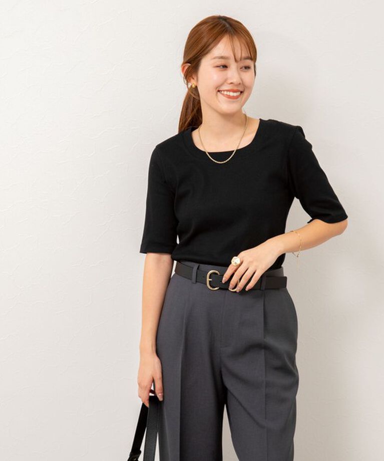 NOLLEY'S「◇【WEB限定】コンパクトベアテレコスクエア5分袖プルオーバーカットソー」|Tシャツ・カットソー|