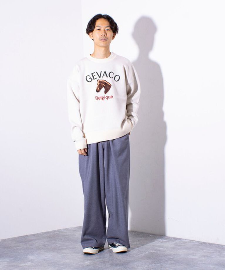 GLOSTER「【GEVACO/ゲバコ】ホースサガラ刺繍 プルオーバークルーネックニット UNISEX」|ニット・セーター|