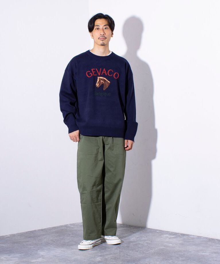 GLOSTER「【GEVACO/ゲバコ】ホースサガラ刺繍 プルオーバークルーネックニット UNISEX」|ニット・セーター|
