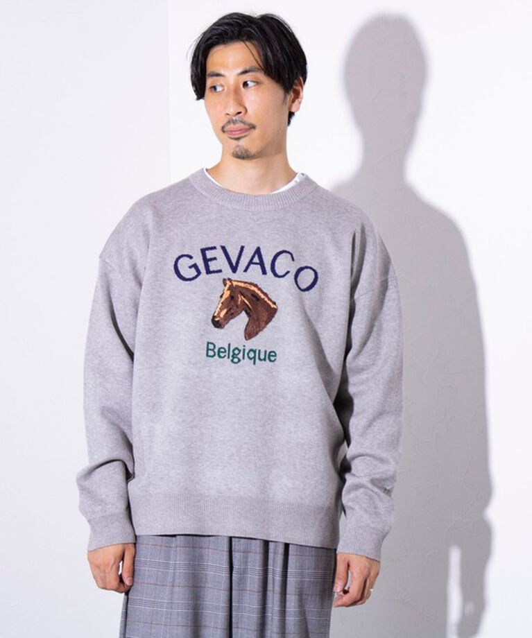 GLOSTER「【GEVACO/ゲバコ】ホースサガラ刺繍 プルオーバークルーネックニット UNISEX」|ニット・セーター|