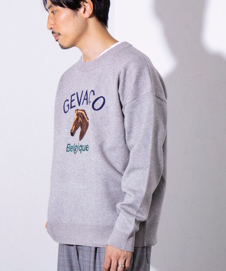GLOSTER「【GEVACO/ゲバコ】ホースサガラ刺繍 プルオーバークルーネックニット UNISEX」|ニット・セーター|