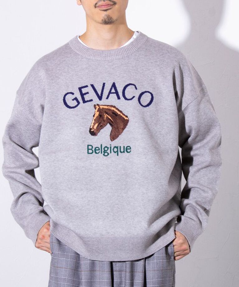 GLOSTER「【GEVACO/ゲバコ】ホースサガラ刺繍 プルオーバークルーネックニット UNISEX」|ニット・セーター|