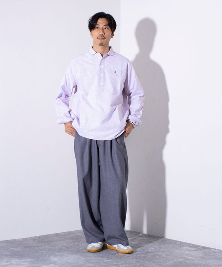 GLOSTER「【GEVACO/ゲバコ】オックスオーバーショールカラー長袖シャツ（無地/ストライプ/チェック）」|シャツ・ブラウス|