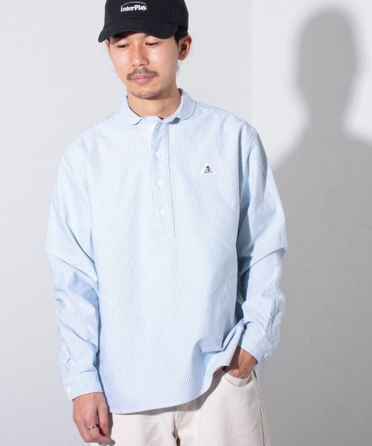 GLOSTER「【GEVACO/ゲバコ】オックスオーバーショールカラー長袖シャツ（無地/ストライプ/チェック）」|シャツ・ブラウス|