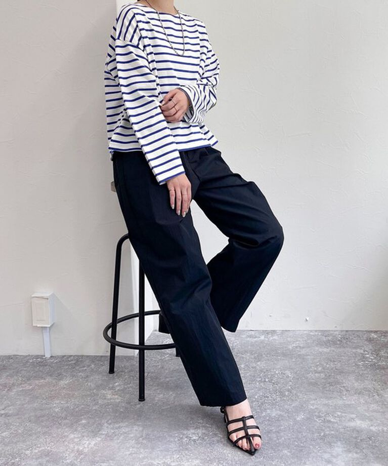fredy emue「ボーダーハートパッチクロップドロンTシャツ」|Tシャツ・カットソー|