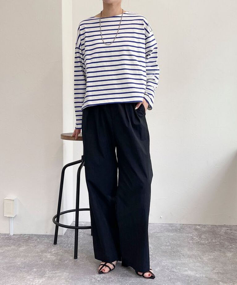 fredy emue「ボーダーハートパッチクロップドロンTシャツ」|Tシャツ・カットソー|