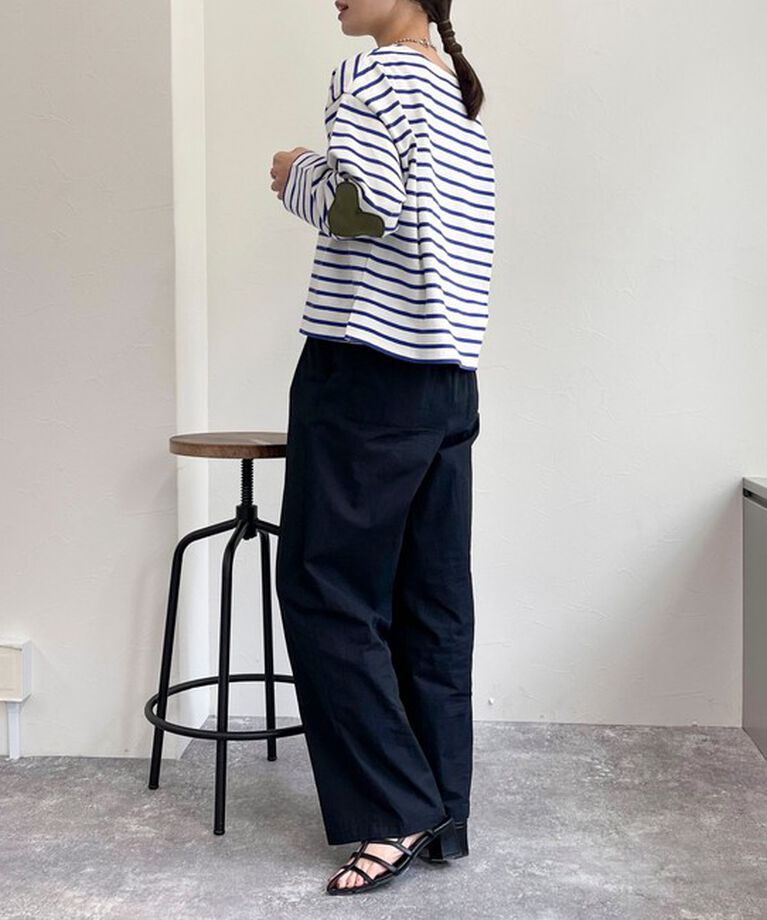 fredy emue「ボーダーハートパッチクロップドロンTシャツ」|Tシャツ・カットソー|