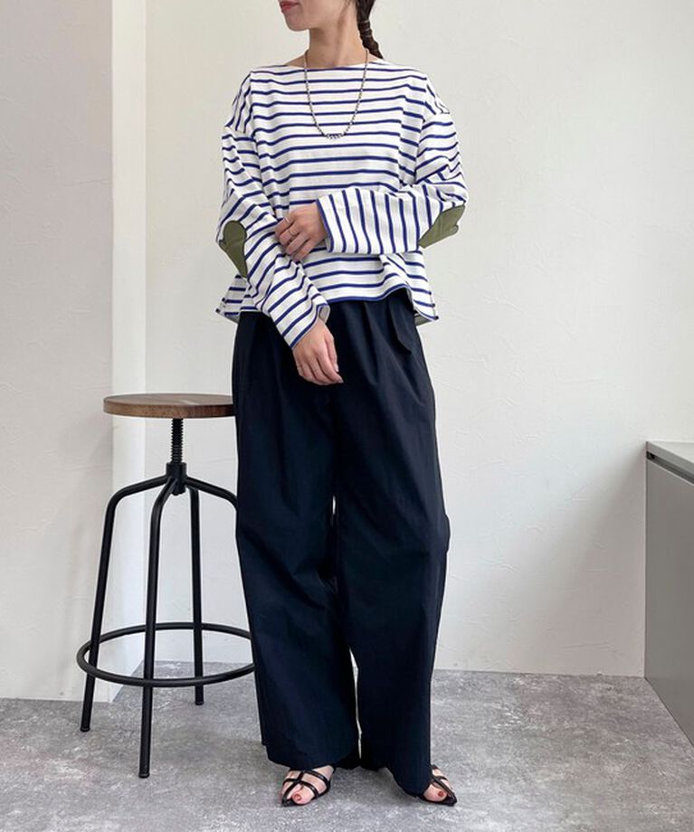 fredy emue「ボーダーハートパッチクロップドロンTシャツ」|Tシャツ・カットソー|