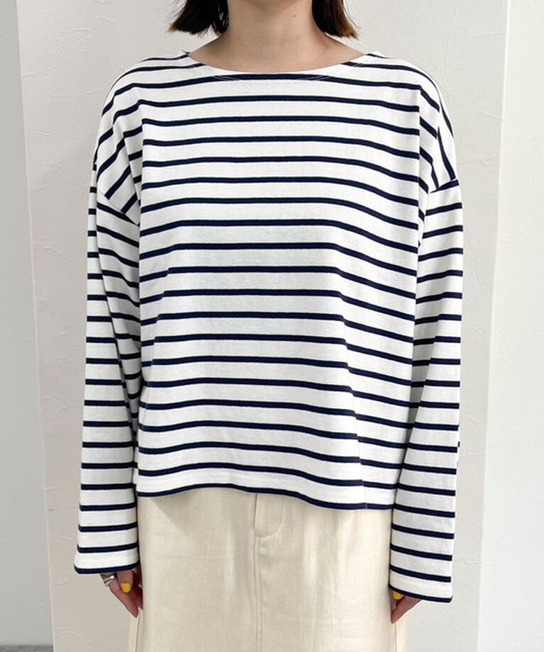 fredy emue「ボーダーハートパッチクロップドロンTシャツ」|Tシャツ・カットソー|