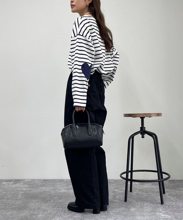fredy emue「ボーダーハートパッチクロップドロンTシャツ」|Tシャツ・カットソー|