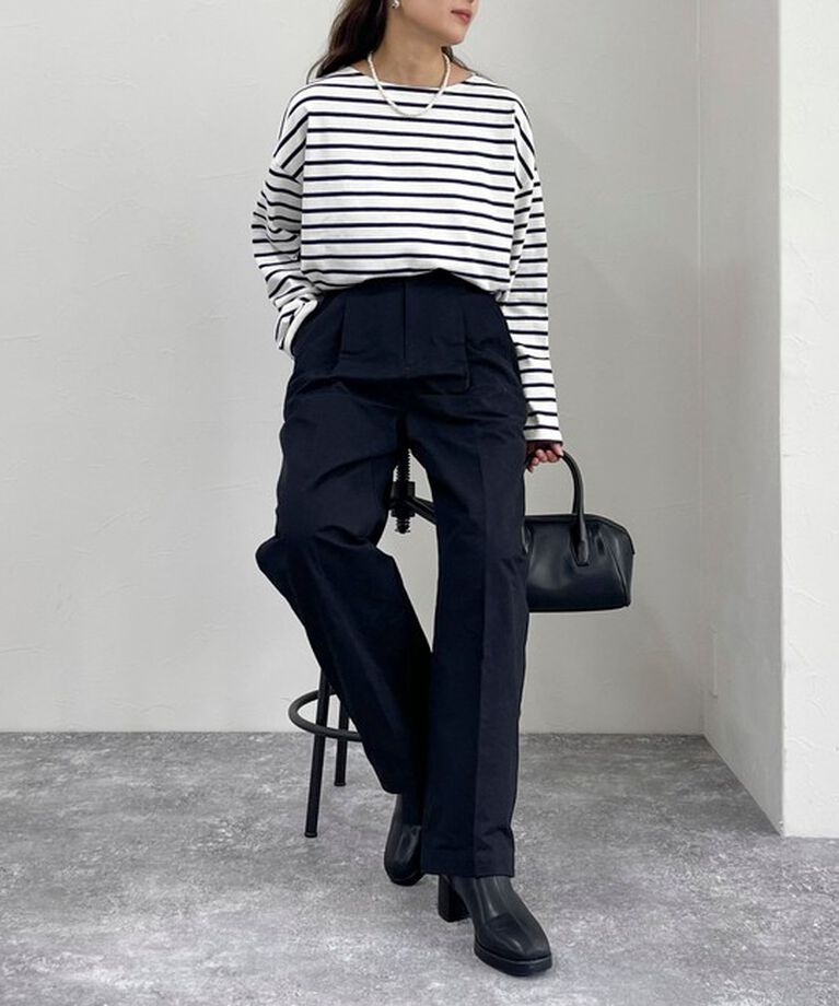 fredy emue「ボーダーハートパッチクロップドロンTシャツ」|Tシャツ・カットソー|
