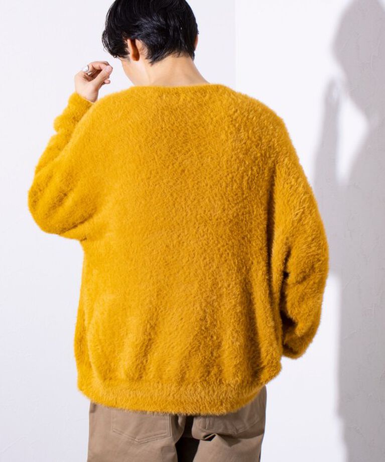 GLOSTER「【GLOSTER/グロスター】モヘヤライクシャギー クルーカーディガン UNISEX/ユニセックス」|カーディガン|