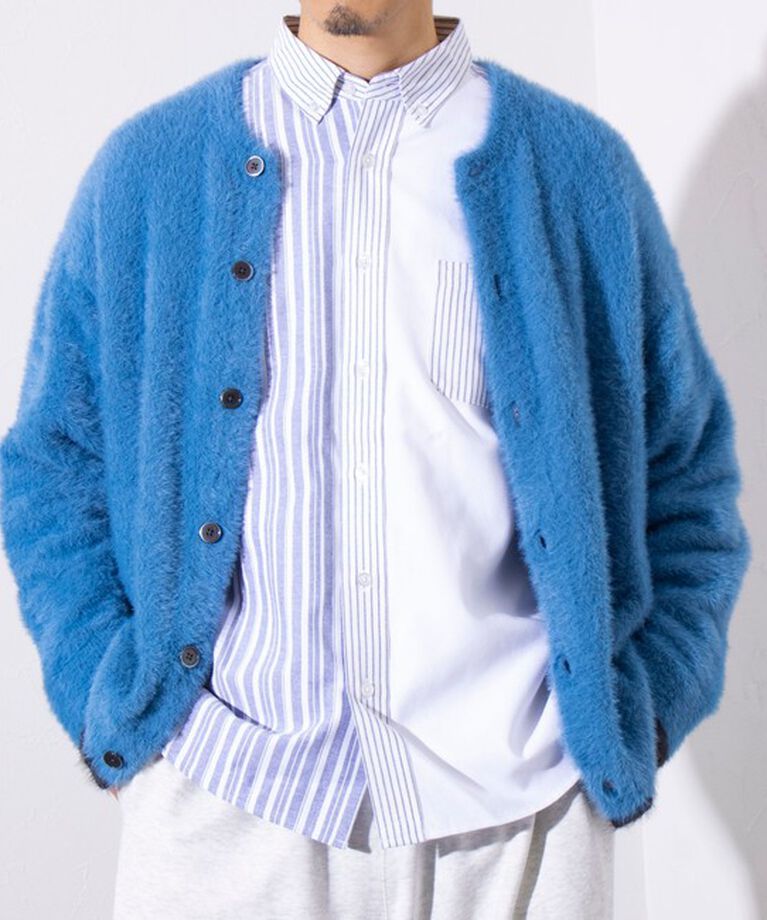 GLOSTER「【GLOSTER/グロスター】モヘヤライクシャギー クルーカーディガン UNISEX/ユニセックス」|カーディガン|