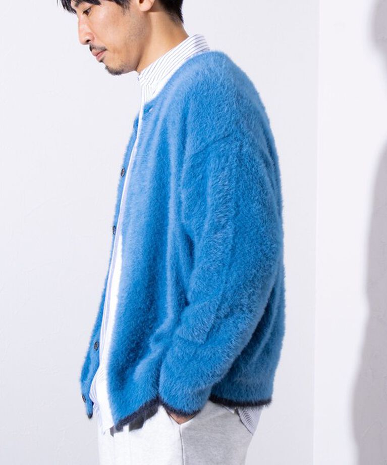 GLOSTER「【GLOSTER/グロスター】モヘヤライクシャギー クルーカーディガン UNISEX/ユニセックス」|カーディガン|