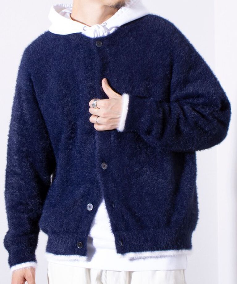 GLOSTER「【GLOSTER/グロスター】モヘヤライクシャギー クルーカーディガン UNISEX/ユニセックス」|カーディガン|